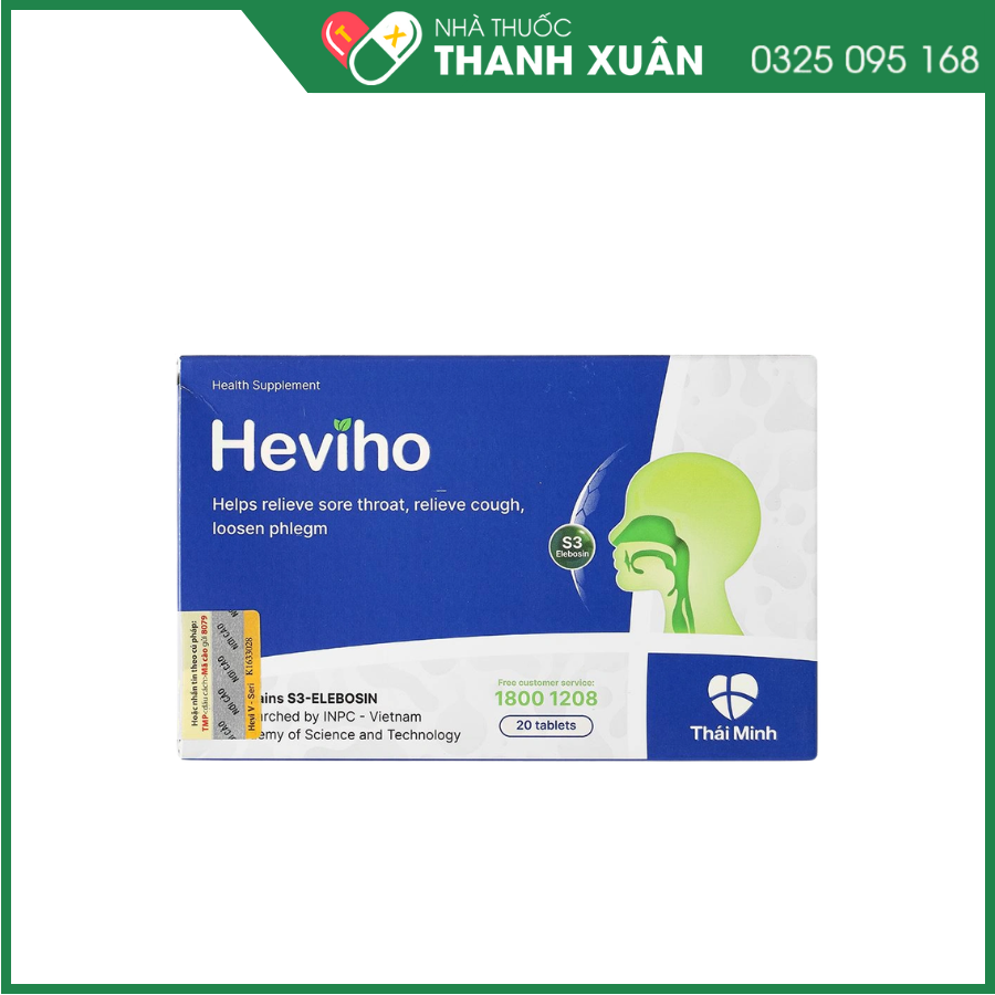 Viên ngậm không đường Heviho hỗ trợ giảm ho, giảm đờm và đau rát họng